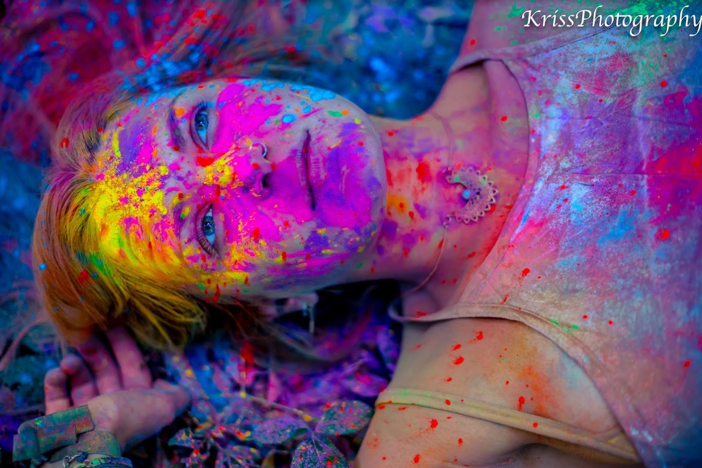 Body paint and holi powder creative photography by Kriss Stojkoski